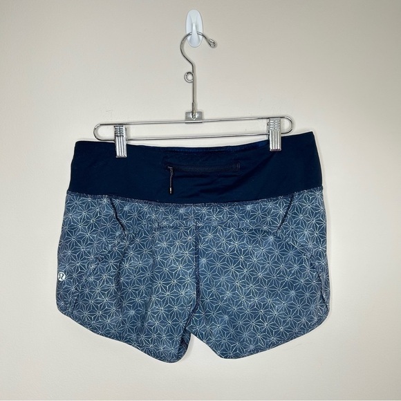 Lululemon Run Times Short 4way Stretch Sashico Star Inkwell Ghost Blue Size 4 - Picture 4 of 7